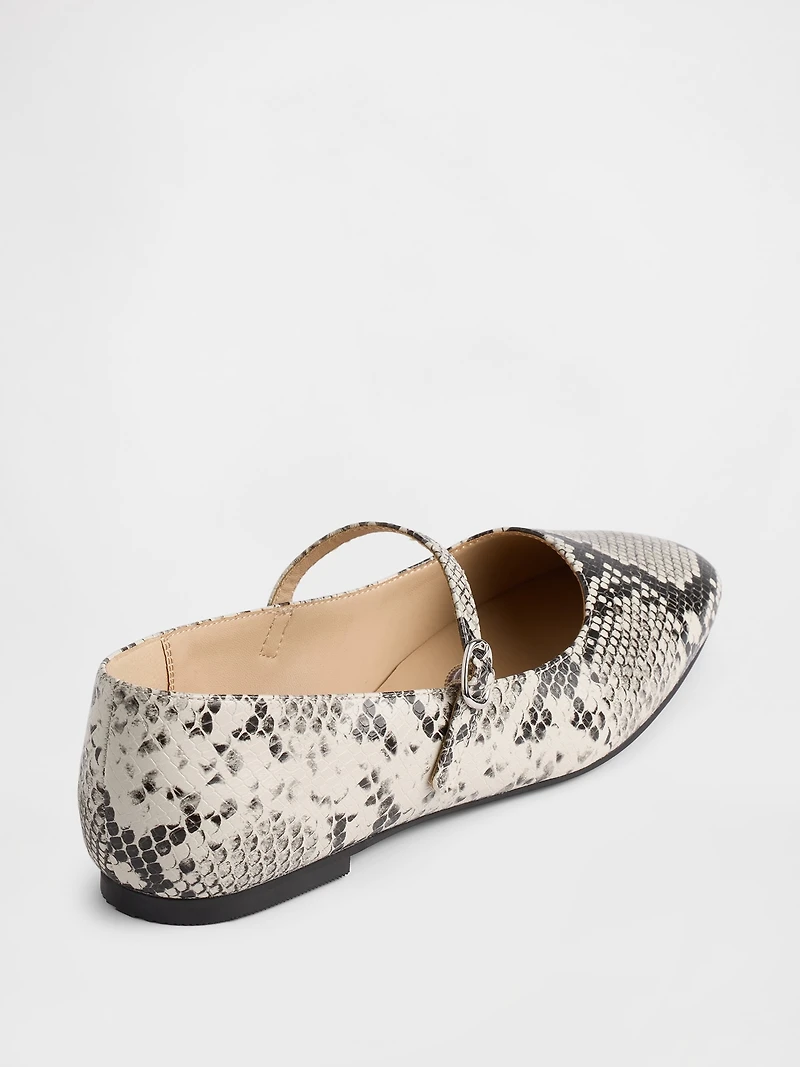 Snake Print Mary Jane Flats