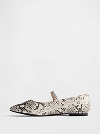 Snake Print Mary Jane Flats