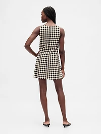 Linen-Blend Button-Front Mini Dress