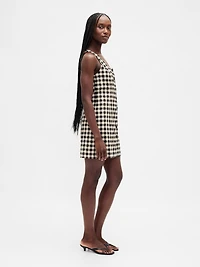Linen-Blend Button-Front Mini Dress