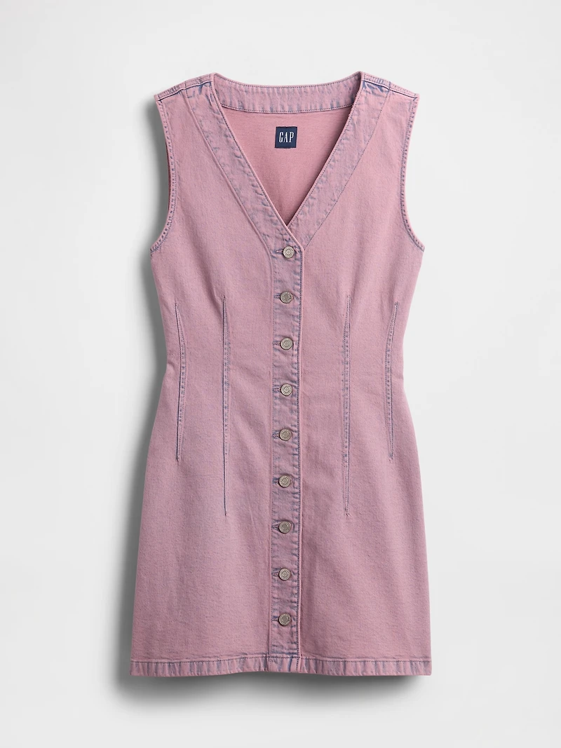 Denim V-Neck Mini Dress