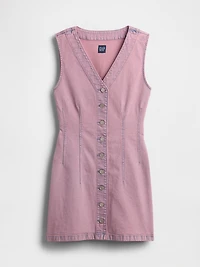 Denim V-Neck Mini Dress