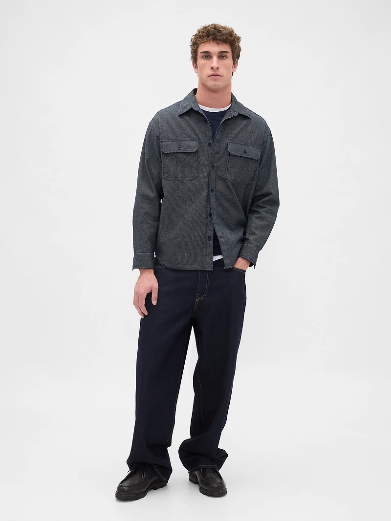 Denim Stripe Big Shirt