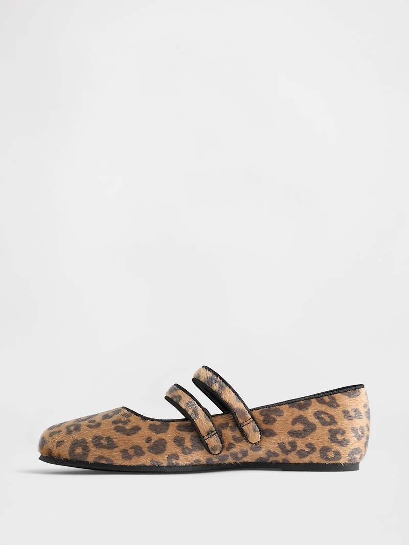 Leopard Double-Strap Ballet Flats