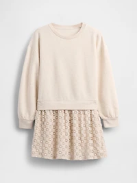 Kids Oversized Mixed Media Sweatshirt Dress