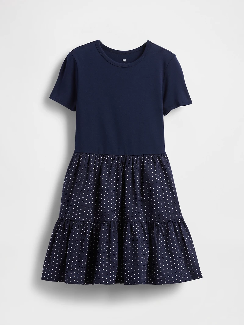 Kids Mixed Media Flounce Dress