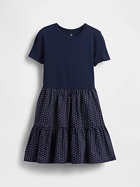 Kids Mixed Media Flounce Dress