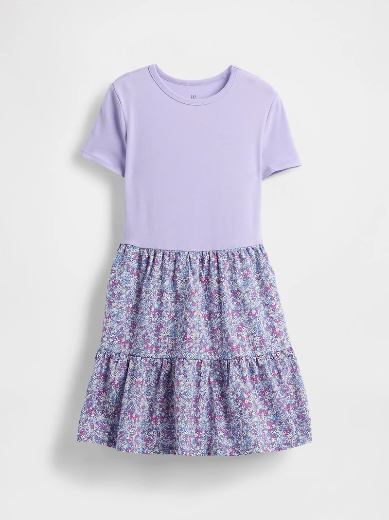 Kids Mixed Media Flounce Dress