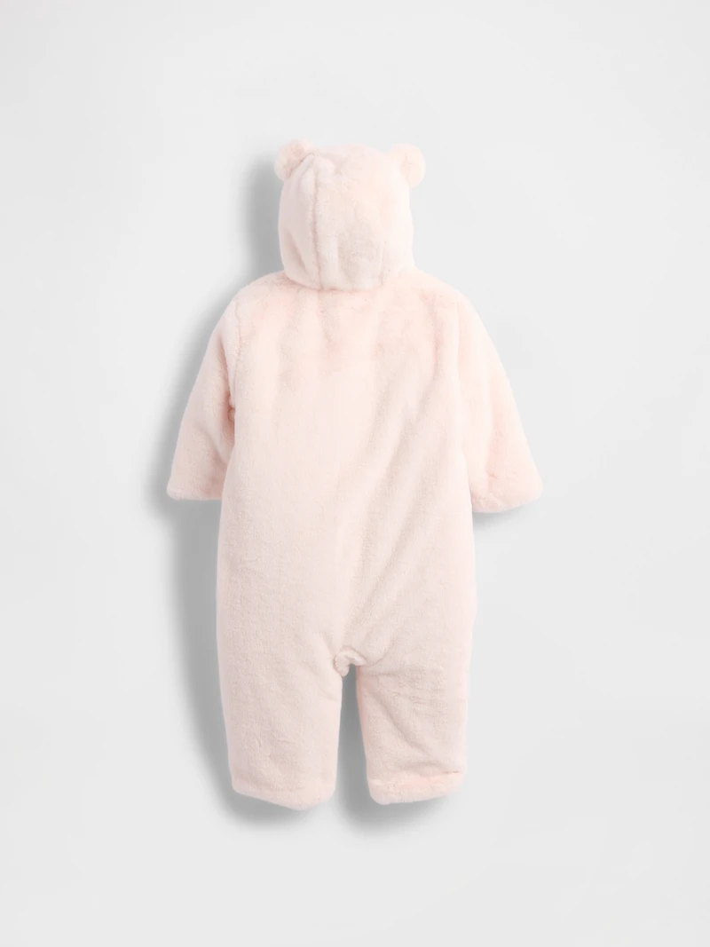 Baby Faux Fur Bear Hooded One-Piece