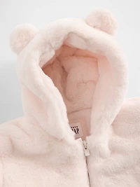 Baby Faux Fur Bear Hooded One-Piece