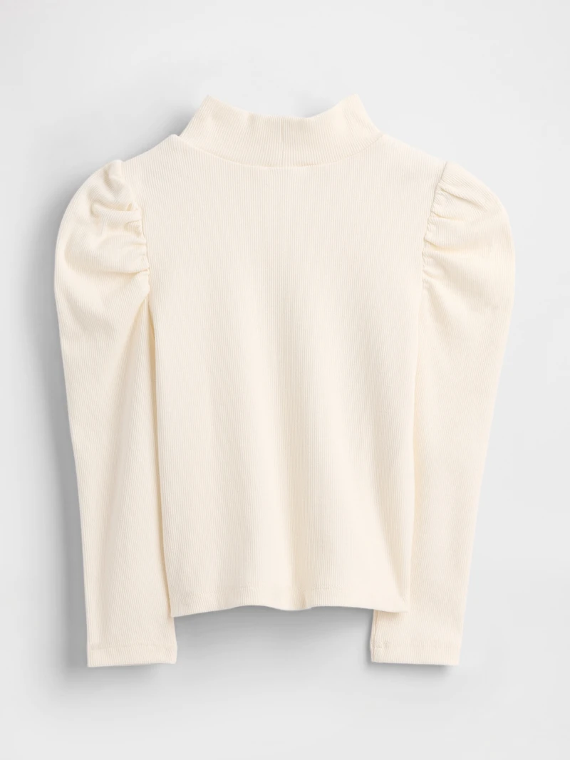 Baby & Toddler Puff-Sleeve Rib Mockneck