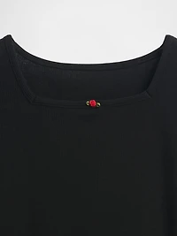 Kids Rib Puff-Sleeve Top