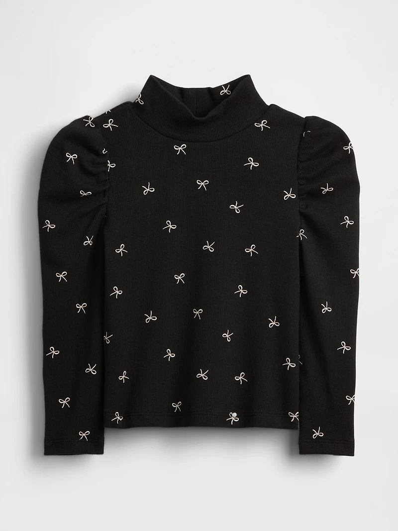 Baby & Toddler Puff-Sleeve Rib Mockneck