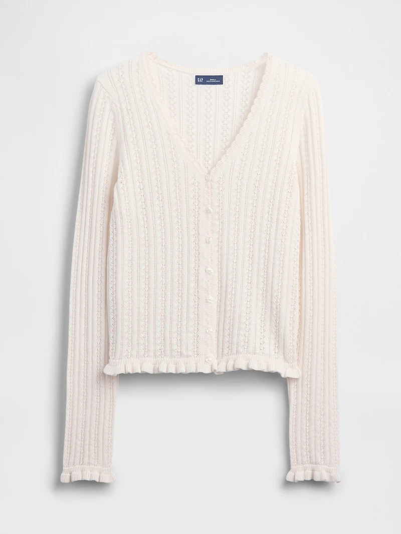 100% Cotton Pointelle Cardigan