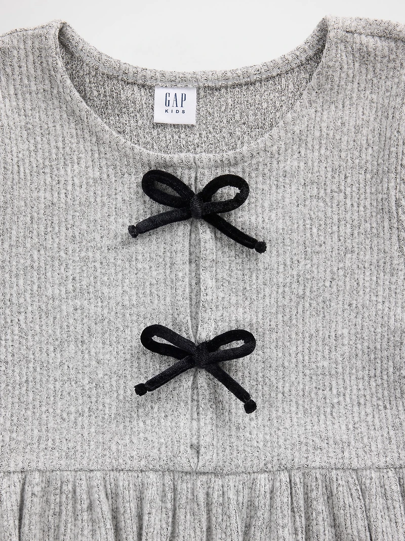 Kids Softspun Rib Bow-Front Dress