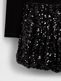 Kids Mixed Media Sequin Bubble Dress