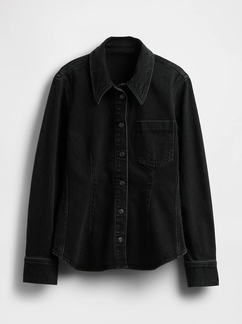 Denim Cinch-Seam Shirt