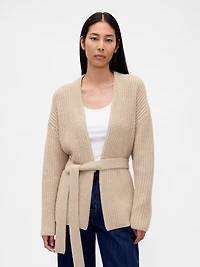 Cotton-Blend Wrap Cardigan Sweater