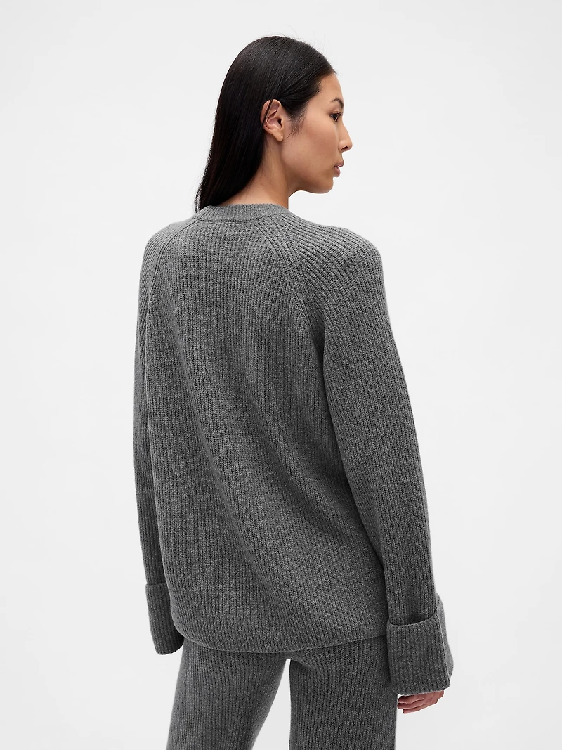 CashSoft Shaker-Stitch Boyfriend Sweater