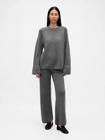 CashSoft Shaker-Stitch Sweater Pants