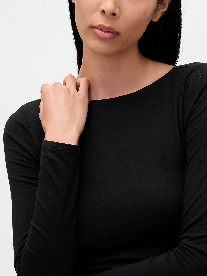 CloseKnit Jersey Boatneck Open-Back T-Shirt