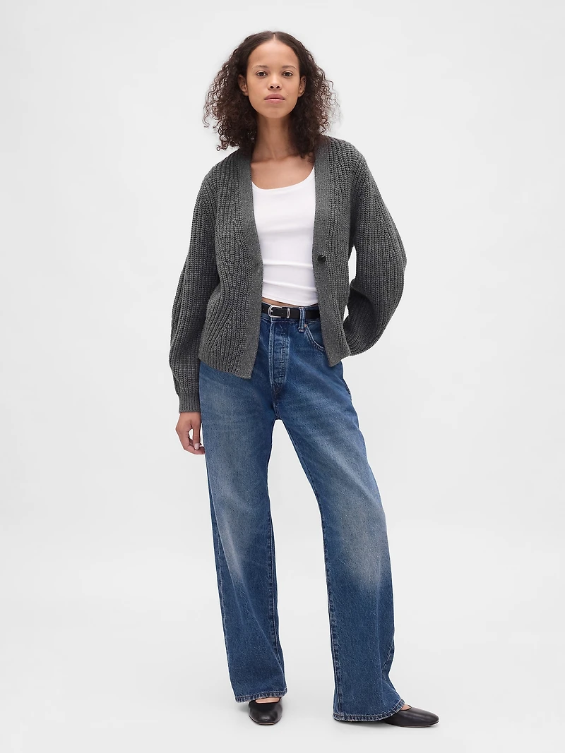 Barrel-Sleeve Cardigan Sweater