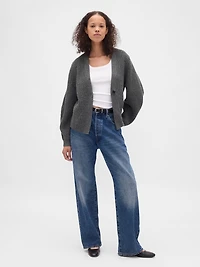 Barrel-Sleeve Cardigan Sweater