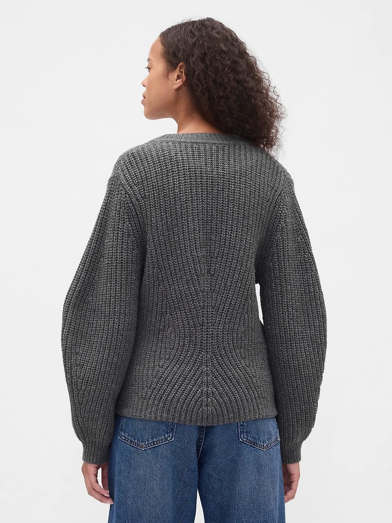 Barrel-Sleeve Cardigan Sweater