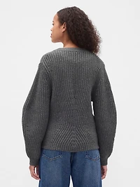 Barrel-Sleeve Cardigan Sweater