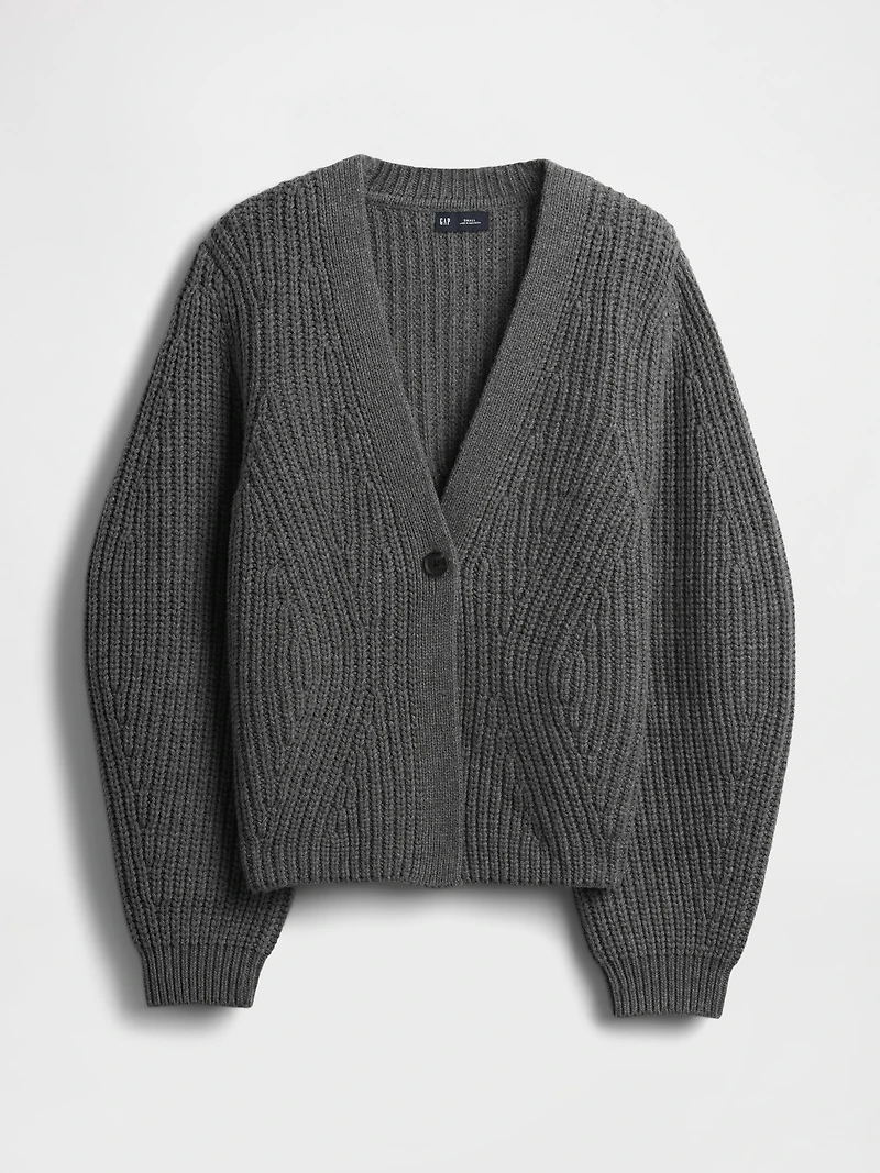 Barrel-Sleeve Cardigan Sweater