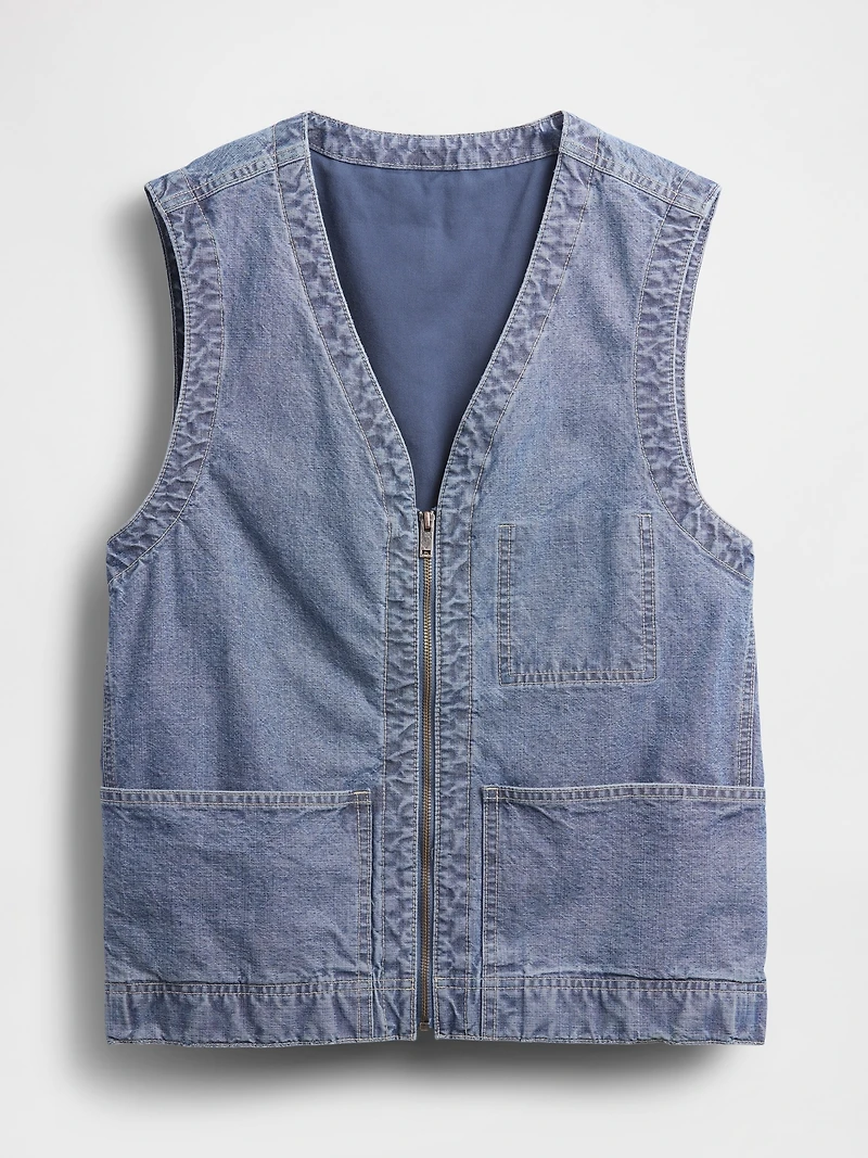 Heavyweight Denim Utility Vest