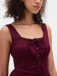 Lace-Trim Tiered Mini Dress