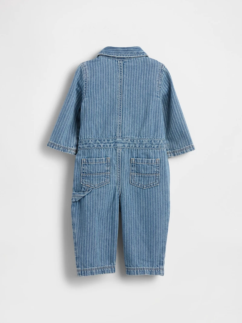 Baby Denim Stripe Utility One-Piece