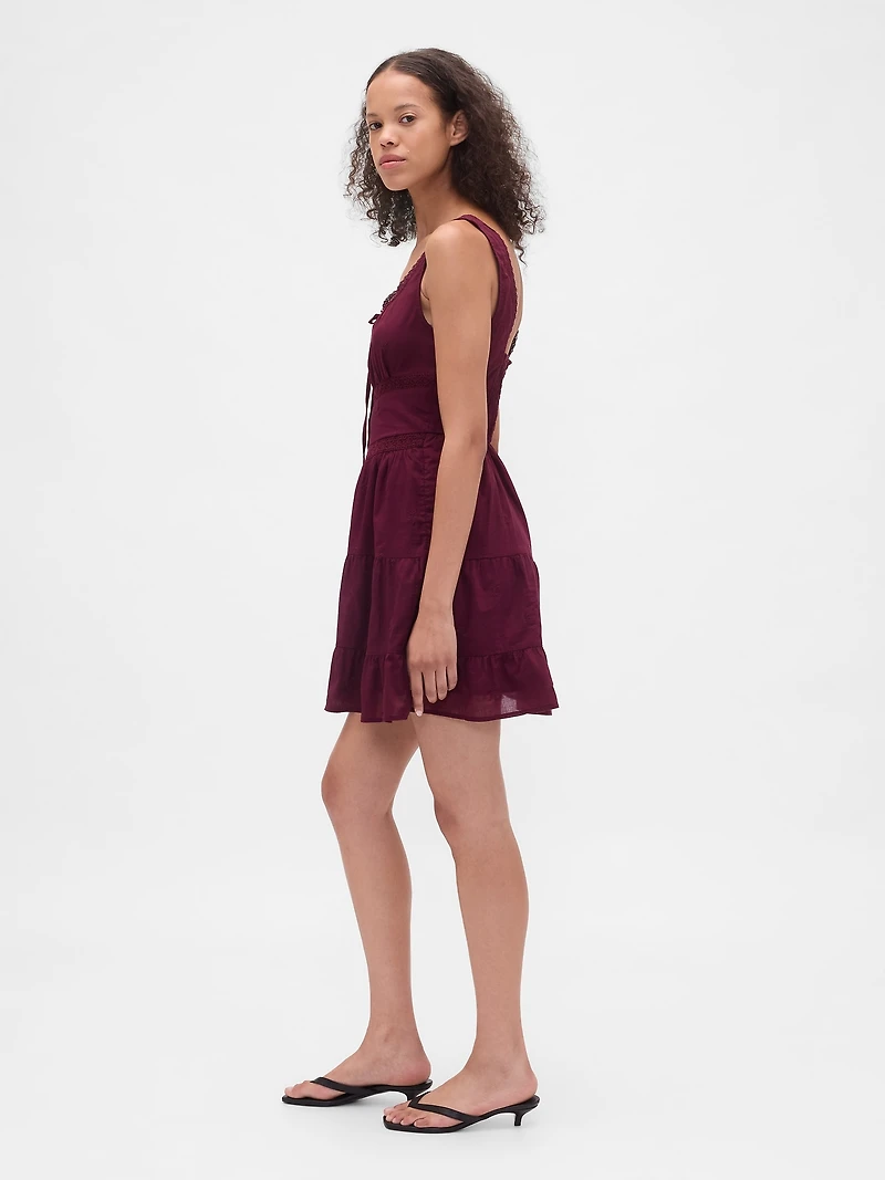 Lace-Trim Tiered Mini Dress