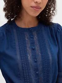 Lace-Trim Voile Top