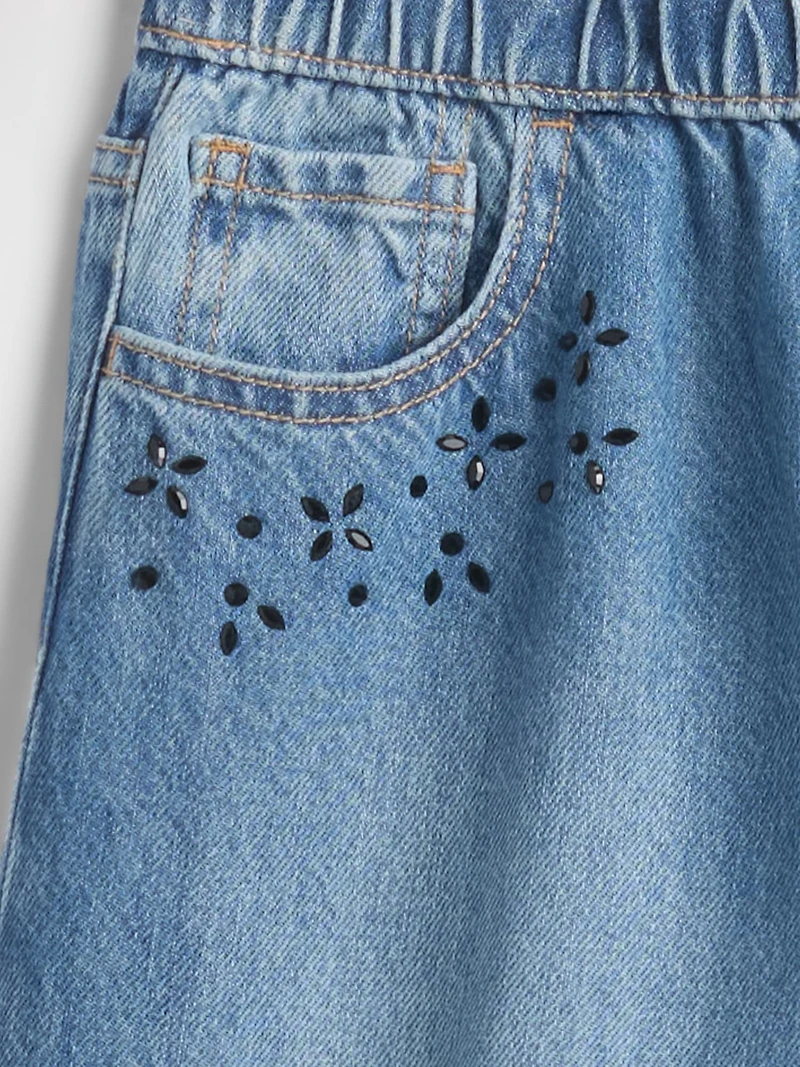Kids Low Rise Beaded Easy Baggy Jeans
