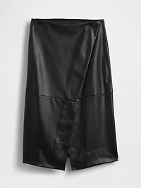 Recycled Vegan Leather Midi Wrap Skirt