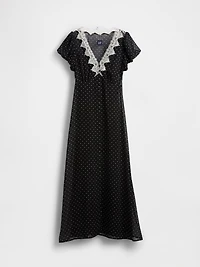 Lace-Trim V-Neck Maxi Dress