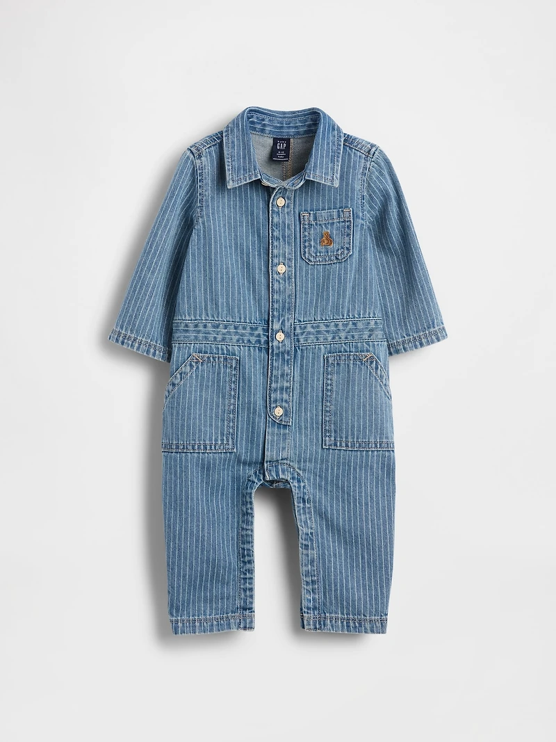 Baby Denim Stripe Utility One-Piece