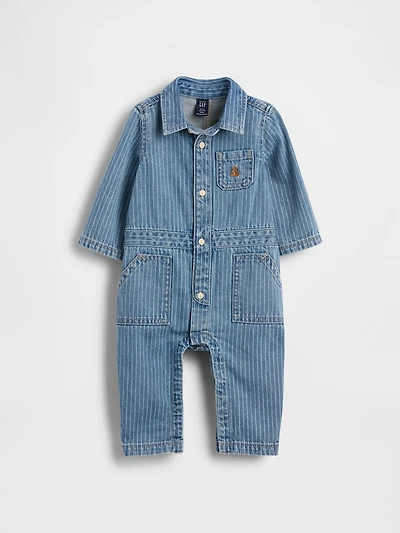 Baby Denim Stripe Utility One-Piece