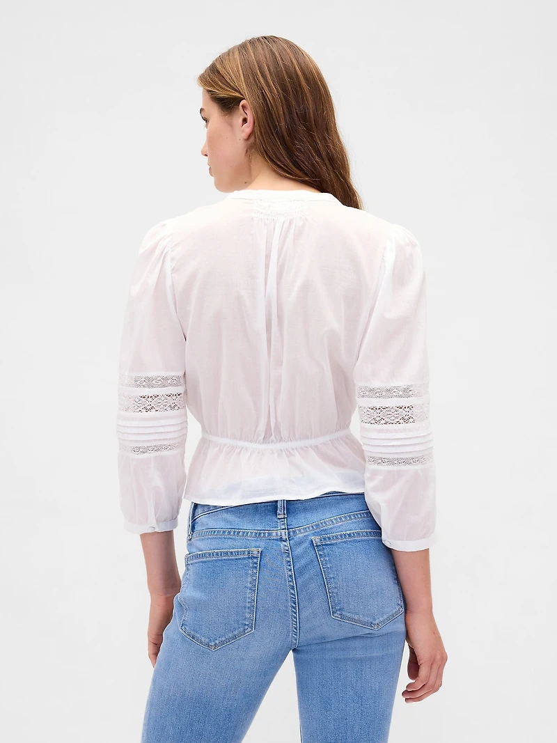 Lace-Trim Voile Top