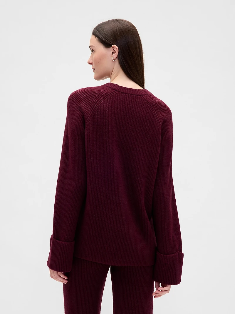 CashSoft Shaker-Stitch Boyfriend Sweater