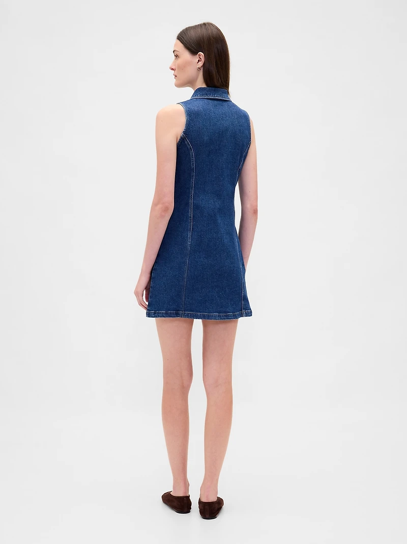 Denim Collared Shift Mini Dress