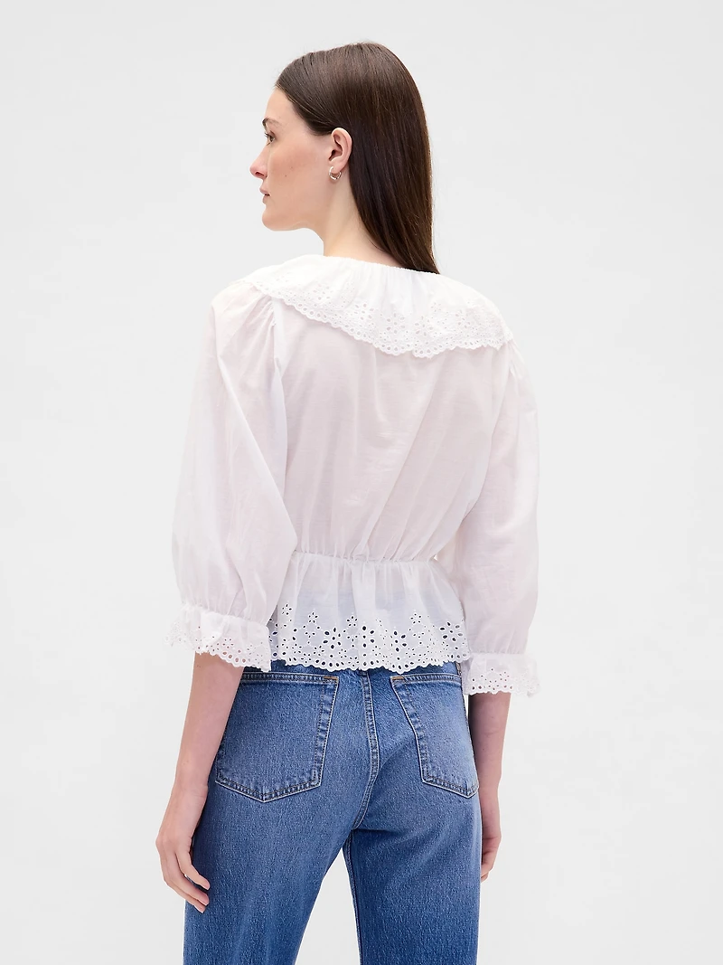 Ruffle Collar V-Neck Top