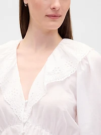 Ruffle Collar V-Neck Top