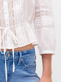 Lace-Trim Voile Top