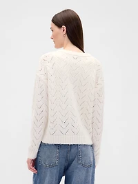 Fuzzy Pointelle Cardigan