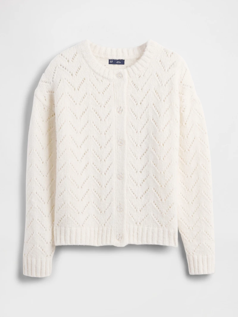 Fuzzy Pointelle Cardigan