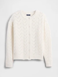 Fuzzy Pointelle Cardigan