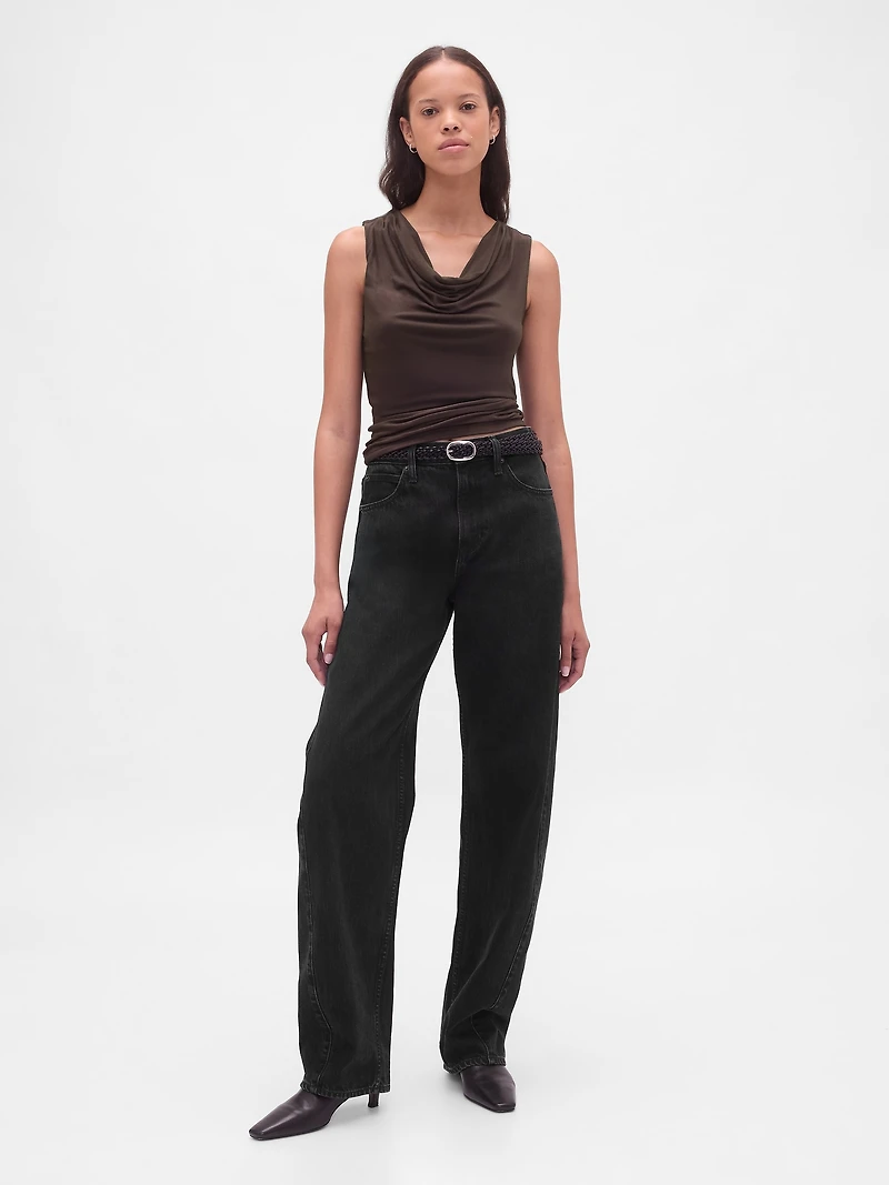 Cropped Cowl-Neck Tank Top
